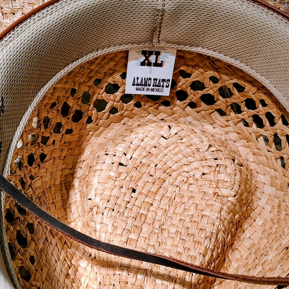 Alamo Woven Straw Hat with Leather chin Band SZ XL - Picture 5 of 11
